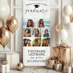 8 Foto Collage Abschluss Moderner Minimaler Weißer Banner