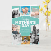 8 Foto Collage Aquamarin Happy Mother Day Karte (Gelbe Blume)