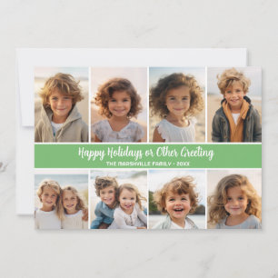 8-Foto-Collage auf Matcha-Grün mit weißer Schrift Feiertagskarte