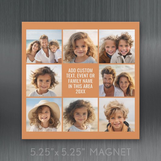 8 Foto-Collage - Benutzerdefinierter Text - Magnet