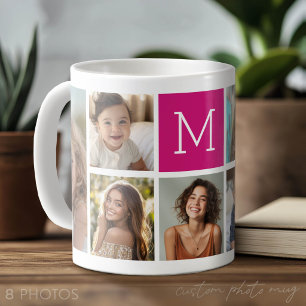 8 Foto-Collage Benutzerdefiniertes Beeren-Monogram Kaffeetasse