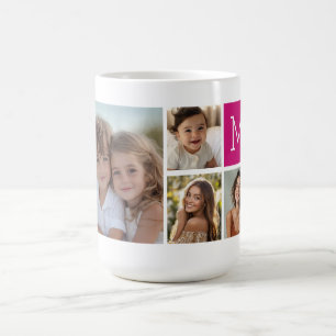 8-Foto-Collage Benutzerdefiniertes Beeren-Monogram Kaffeetasse