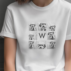 8 Foto-Collage Benutzerdefiniertes Monogramm Schwa T-Shirt