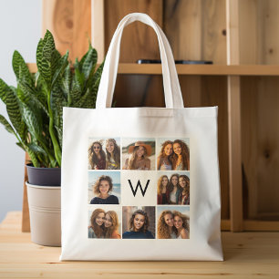 8 Foto-Collage Benutzerdefiniertes Monogramm Schwa Tragetasche