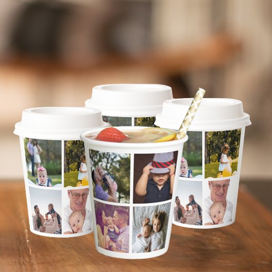 8 Foto Collage DIY Spaß Personalisierter Kaffee Pappbecher