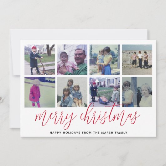 8 Foto Collage - Frohe Weihnachten Red Pattern (Vorderseite)