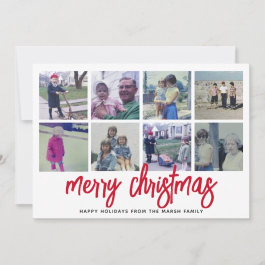 8 Foto Collage - Frohe Weihnachten Red Pattern (Vorderseite)