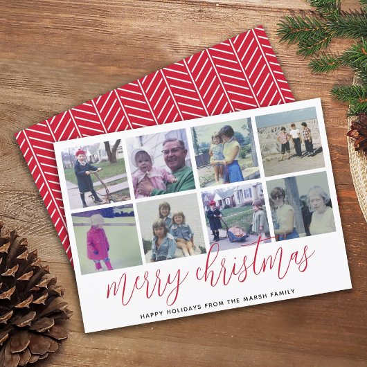 8 Foto Collage - Frohe Weihnachten Red Pattern