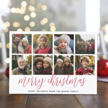 8 Foto-Collage - Frohe Weihnachten rotes Muster
