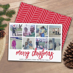 8 Foto-Collage - Frohe Weihnachten rotes Muster