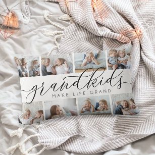 8 Foto Collage Grandkids machen Leben groß Lendenkissen