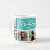 8 Foto Collage Happy Birthday Kaffeetasse (Vorderseite Links)