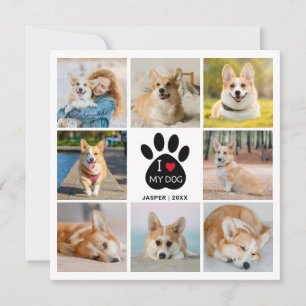 8 Foto-Collage Herz Ich liebe meinen Hund Pfotenab Karte