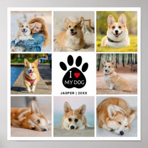 8 Foto-Collage Herz Ich liebe meinen Hund  Poster