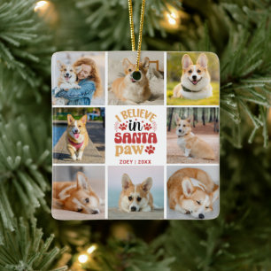 8 Foto Collage Ich glaube an Santa Paw Name & Datu Keramikornament