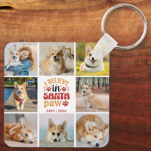 8 Foto Collage Ich glaube an Santa Paw Name & Datu Schlüsselanhänger (Rückseite)