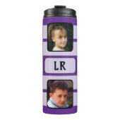 8 Foto-Collage Initialen lila schwarz Thermosbecher (Vorderseite)