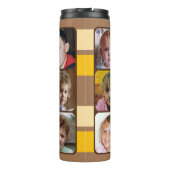8 Foto-Collage Initialen Orange Braun Thermosbecher (Rückseite)