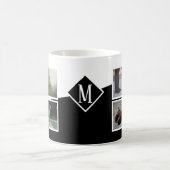 8 Foto Collage Instagram Mit Monogramm Black Kaffeetasse (Mittel)