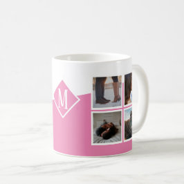 8 Foto Collage Instagramm Mit Monogramm rosa Kaffeetasse