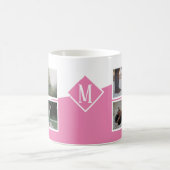 8 Foto Collage Instagramm Mit Monogramm rosa Kaffeetasse (Mittel)
