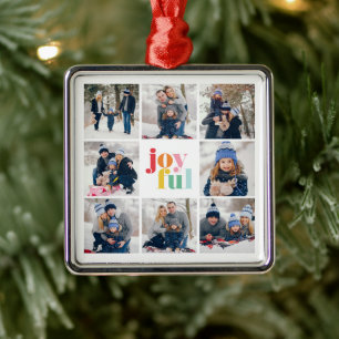 8-Foto Collage "Joyful" Multicolor Typografie Ornament Aus Metall