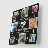 8 Foto Collage Liebe You Nana Grandkids Black Quadratische Wanduhr (Winkel)