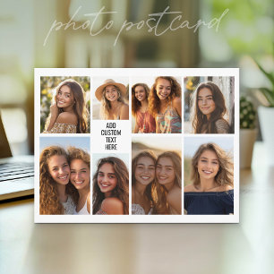 8-Foto-Collage Minimalist - Schwarz-Weiß-Raster Postkarte