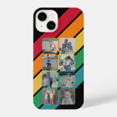8 Foto Collage mit Retro-70er inspirierte Streifen iPhone Hülle (Rückseite)