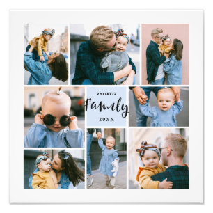 8 Foto Collage Moderne, stilvolle Familie   Blau