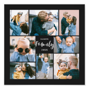 8 Foto Collage Moderne, stilvolle Familie Schwar