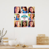 8 Foto Collage Moderner Bester Vater Aquamarin Poster (Küche)