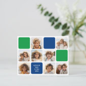 8-Foto-Collage moderner Würfel blau grün Postkarte (Stehend Vorderseite)