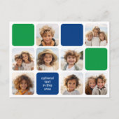 8-Foto-Collage moderner Würfel blau grün Postkarte (Vorderseite)