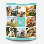 8 Foto Collage Monogram Türkis Custom Fleecedecke