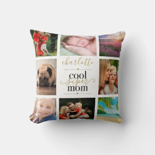 8 Foto-Collage Personalisierte Coole Super-Mama Kissen