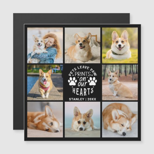 8 Foto Collage Pet Erinnerung Magnetkarte (Vorne/Hinten)
