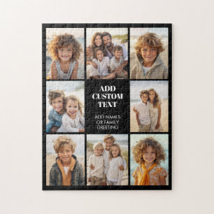 8-Foto-Collage-Raster - Mittiger Text Schwarz Weiß Puzzle