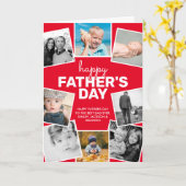 8 Foto Collage Red Happy Vatertag Karte (Gelbe Blume)
