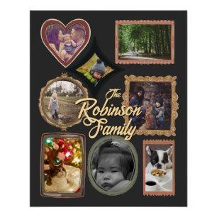 8 Foto-Collage Retro-Familienrahmen INDIVIDUELL Poster