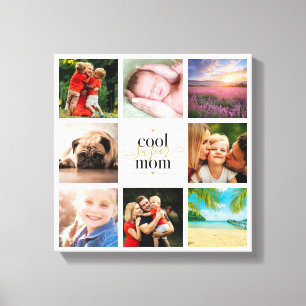 8-Foto-Collage Schwarz und Gold Coole Super-Mama Leinwanddruck