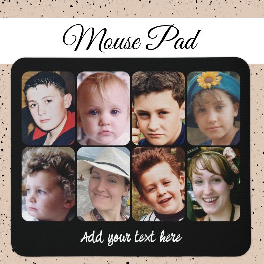 8-Foto-Collage schwarz weiß Mousepad