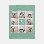 8 Foto Collage Single Monogram - Minze grün Fleecedecke (Vorderseite)