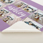 8 Foto Collage und handgeschriebener Name lila Sherpadecke (3/4)