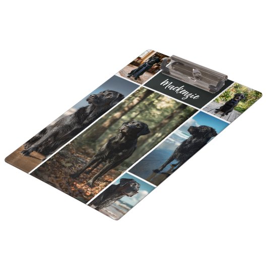 8 Foto-Collage und personalisierter Text Klemmbrett (Schrägansicht)