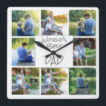 8 Foto Collage Weltbesten Vater Pater Keepake  Quadratische Wanduhr<br><div class="desc">8-Familien-Foto sammeln Sake-Wand-Uhr für Ihren Vater.  Im Text steht: "Der beste Papa der Welt."</div>