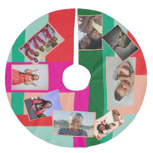 8 Foto Frohe Weihnachten Farbblock Weihnachten Polyester Weihnachtsbaumdecke