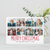 8 Foto Frohe Weihnachten Rotes Muster (Stehend Vorderseite)