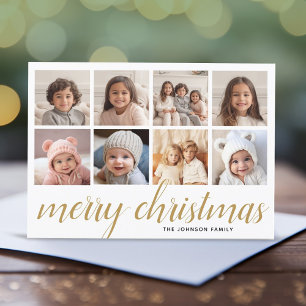 8 Foto Frohe Weihnachten Schrift Gold Damast