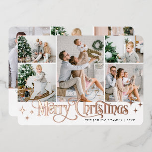 8 FOTO Glanz Frohe Weihnachten Rosen Gold Folien Feiertagskarte